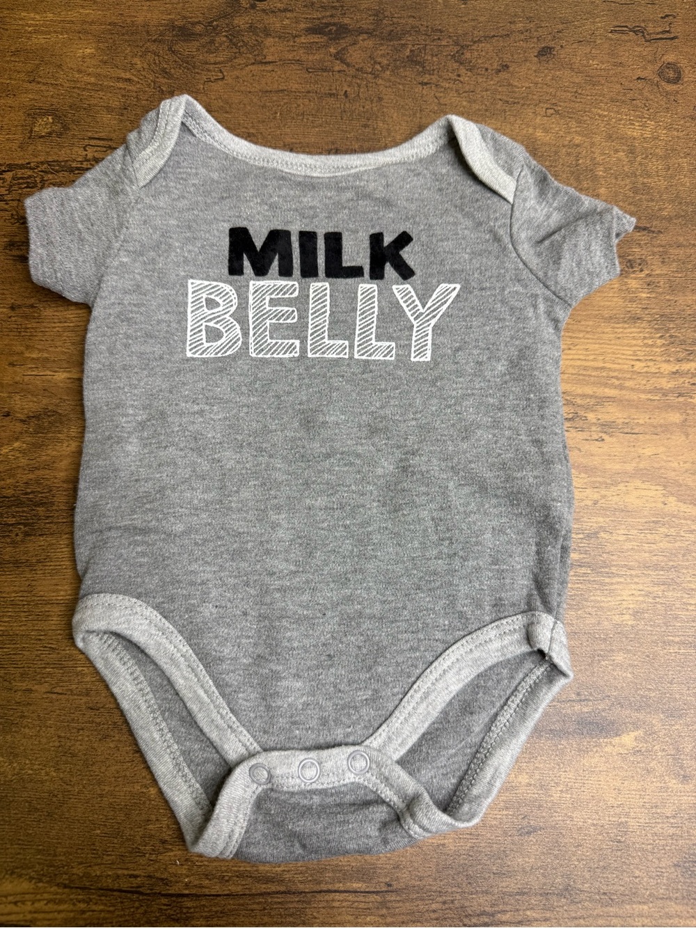 ⭐️5 for $20⭐️ Baby Essentials Grey "Milk Belly" One-Piece Bodysuit Onesie 6M